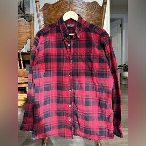 85-Red and Black Plaid Men's Shirt